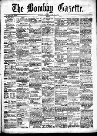cover page of Bombay Gazette published on May 13, 1867